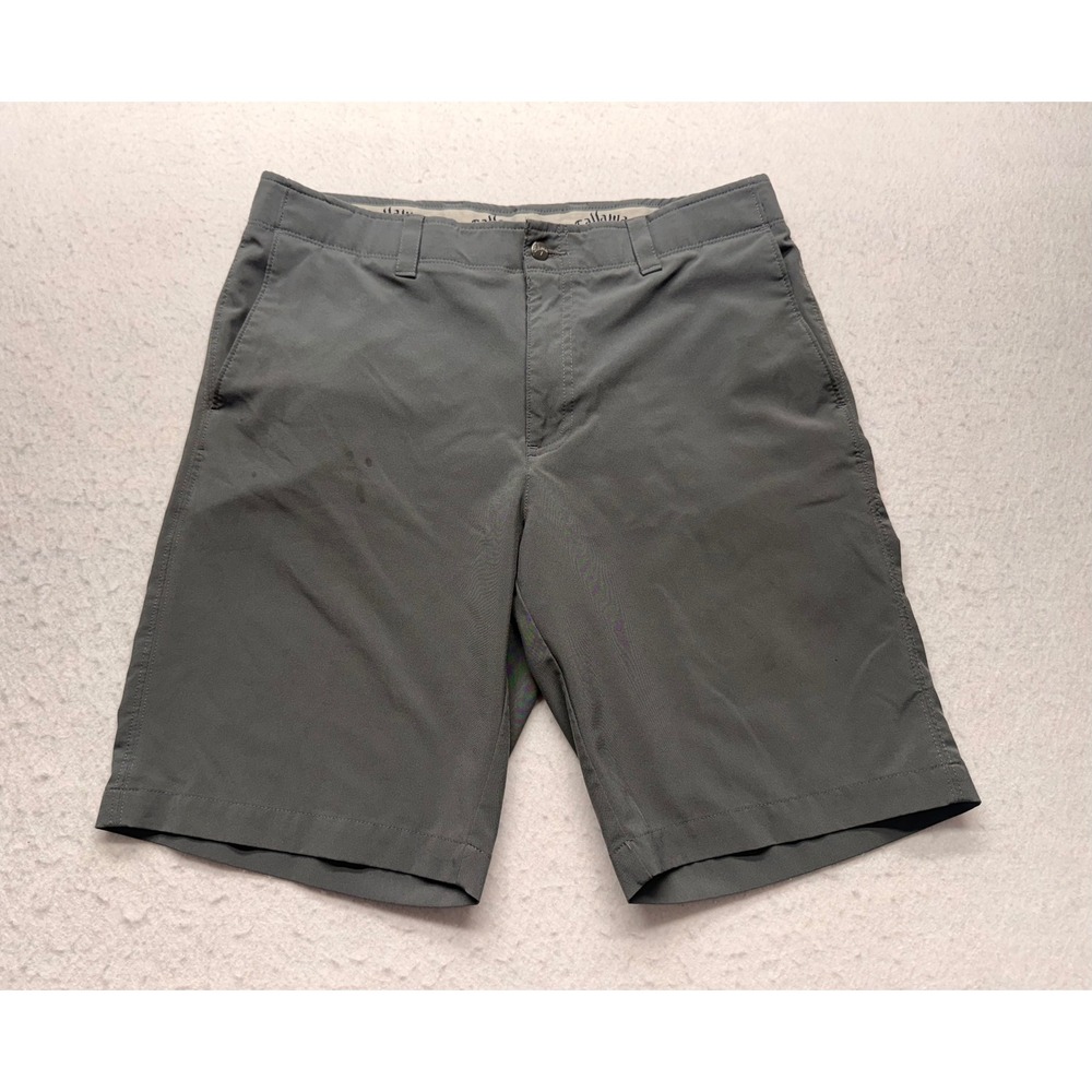 Callaway Mens Gray Performance Golf Shorts Size 34 Stretch Flat Front Athletic